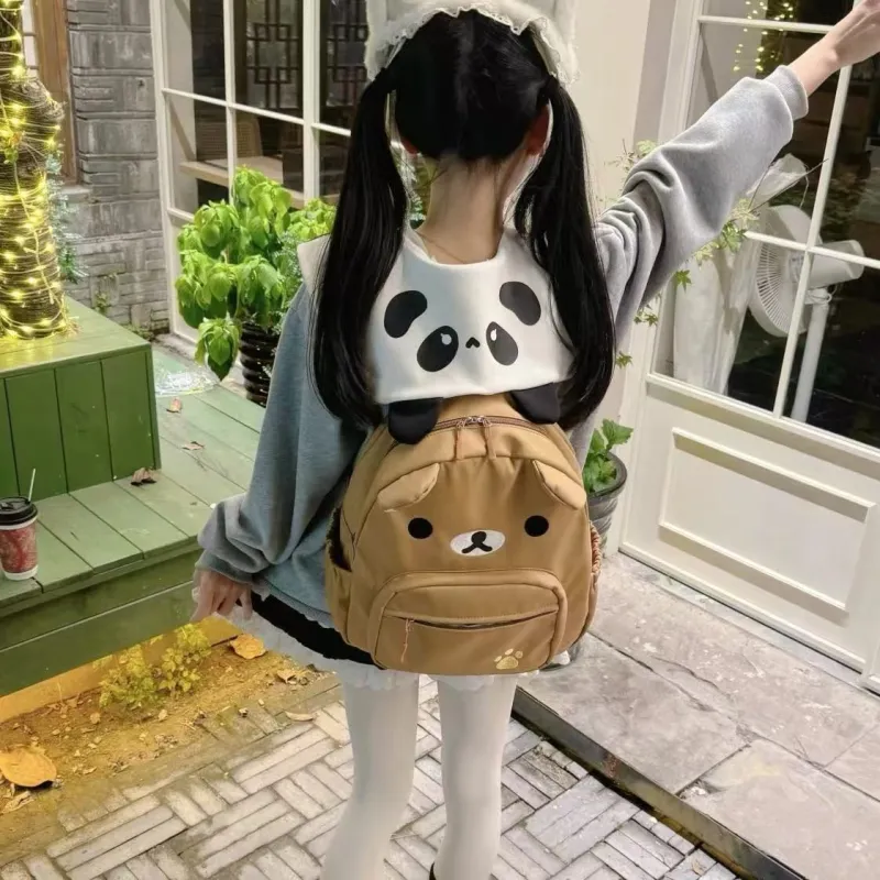 Parker Bear Nylon Fabric Backpack Women's White/Dark Brown-4