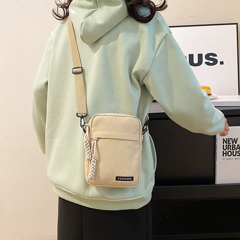 Parker Bear Canvas Canvas Bag Shoulder Bag Crossbody Bag Regular Unisex Black/Blue/Khaki/White-31