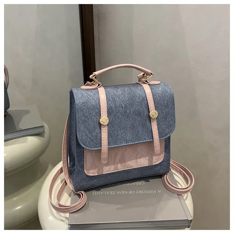 MingLu PU Backpack Regular Women's White/Blue-11