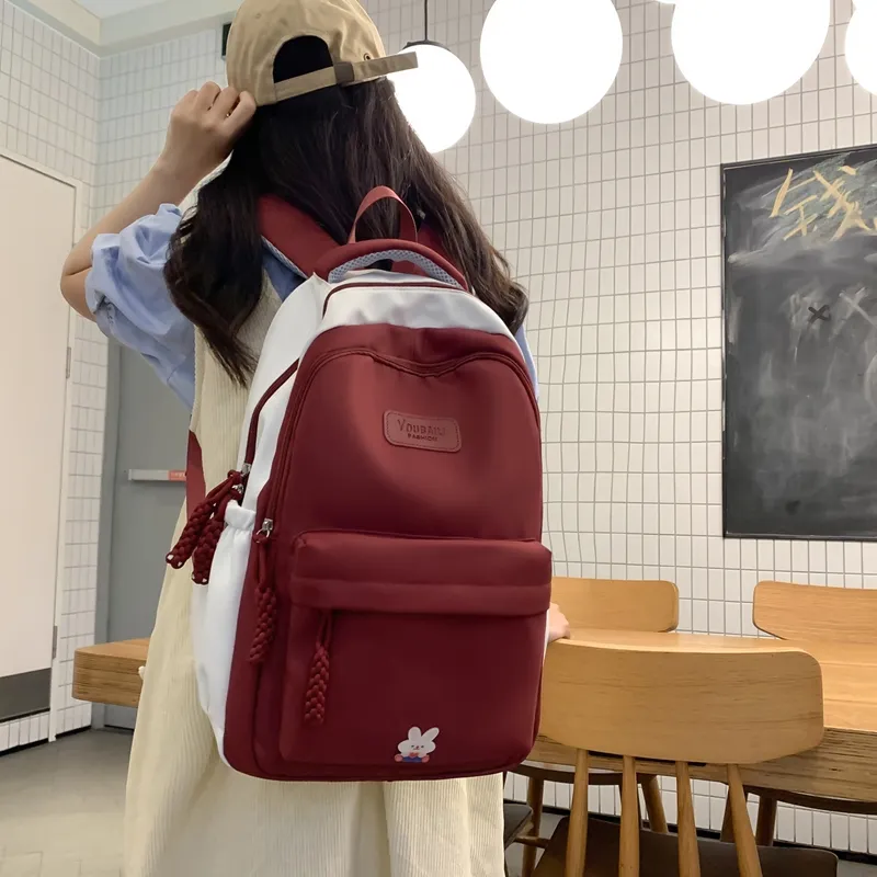 Parker Bear Nylon Backpack Unisex Black White/Blue White/Pink White/Red White/Green White-9