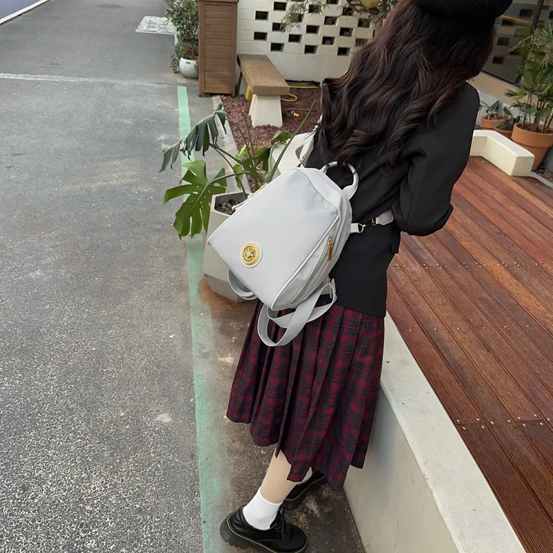 Parker Bear Nylon Spell PU Backpack Unisex Black White Gray Yellow-16