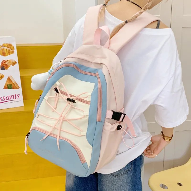 Parker Bear Nylon Fabric Backpack Unisex Multicolor-21