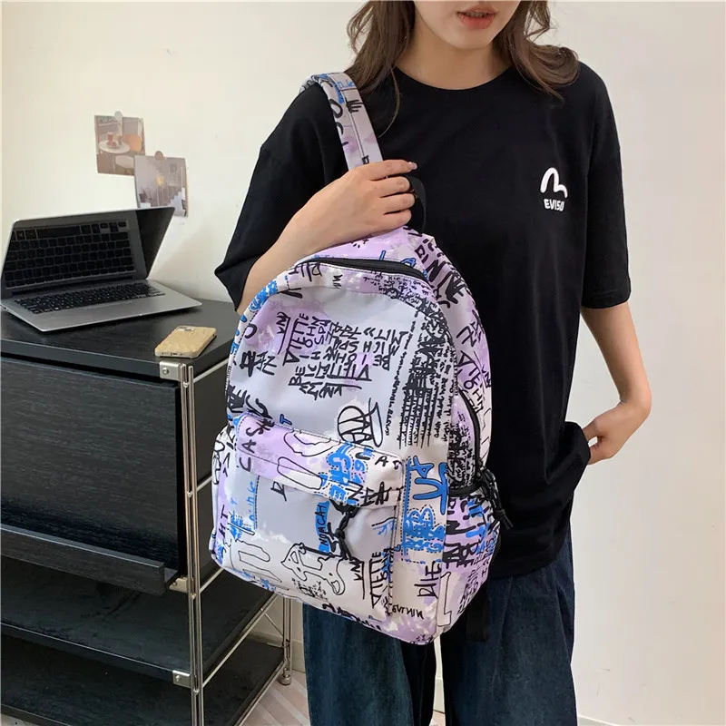 Parker Bear Canvas With Fabric Backpack Regular Unisex Purple/Gray/Blue/Black-4