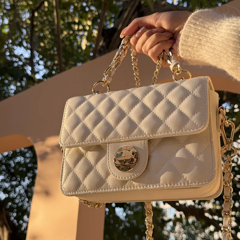 Teddy Bear Collection Camping Teddy Series Cow Leather Shoulder Bag, Crossbody Bag Trumpets Women's White-4