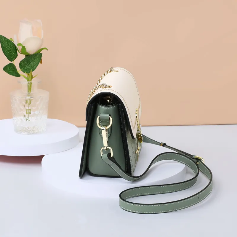 Teddy Bear Collection TeddyClub Series Cow Leather With Synthetic Leather Crossbody Bag Regular Women's Tea Green-8