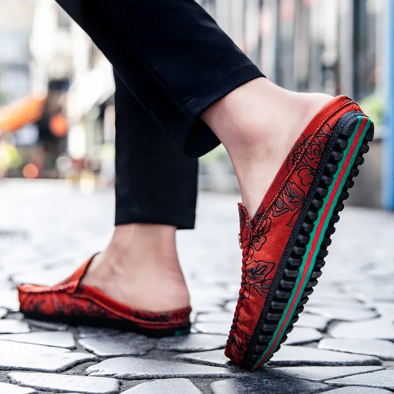 Mr. Thorn Tree Rubber Sole Stitching Sequins Slip Resistant Abrasion Resistant Closed Toe Slippers Men's-2