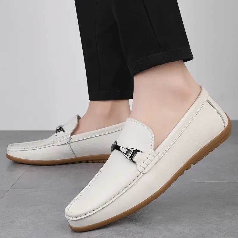 Mr. Thorn Tree Gommino Loafers Men's White-1