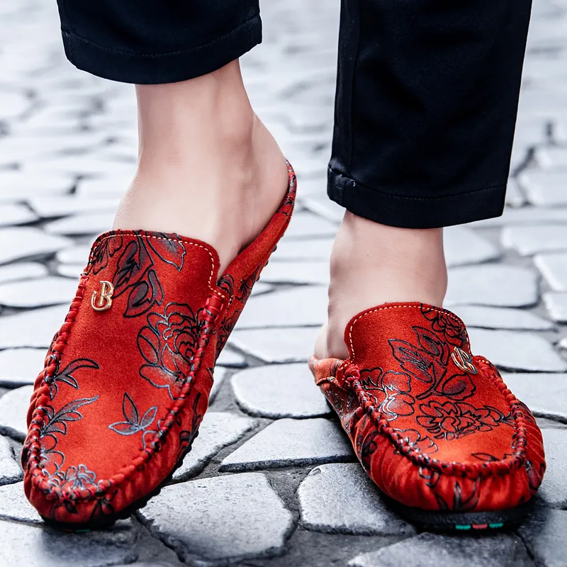 Mr. Thorn Tree Rubber Sole Stitching Sequins Slip Resistant Abrasion Resistant Closed Toe Slippers Men's-3