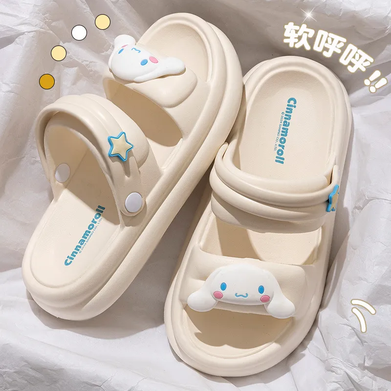 Sanrio Cartoon Cute, Kuromi, Cinnamoroll, Summer Platform Students Home Slip Resistant Abrasion Resistant Slippers-1