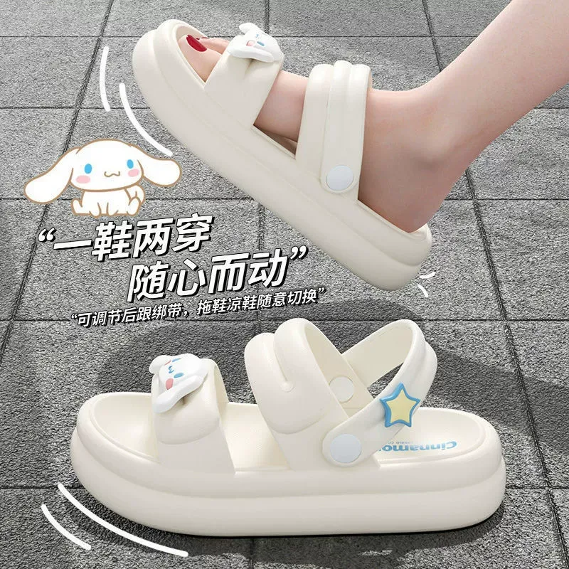 Sanrio Cartoon Cute, Kuromi, Cinnamoroll, Summer Platform Students Home Slip Resistant Abrasion Resistant Slippers-2