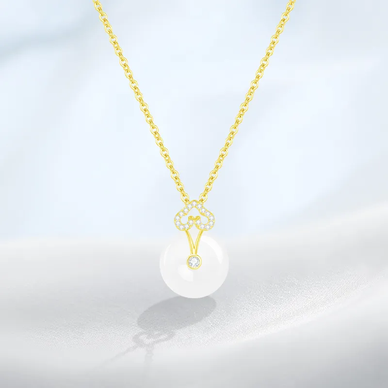 PRETTY DIARY Zircon Necklaces Women's Silver/Yellow-3