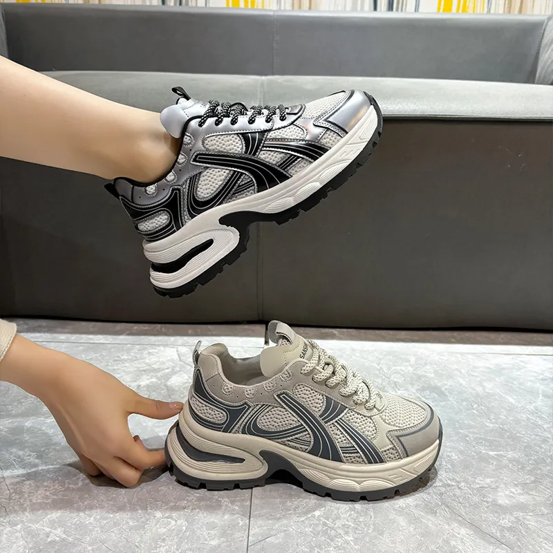 WENPU Cushioned Wear-Resistant Lightweight Height Increasing Low-Top Chunky Sneakers Women's-5