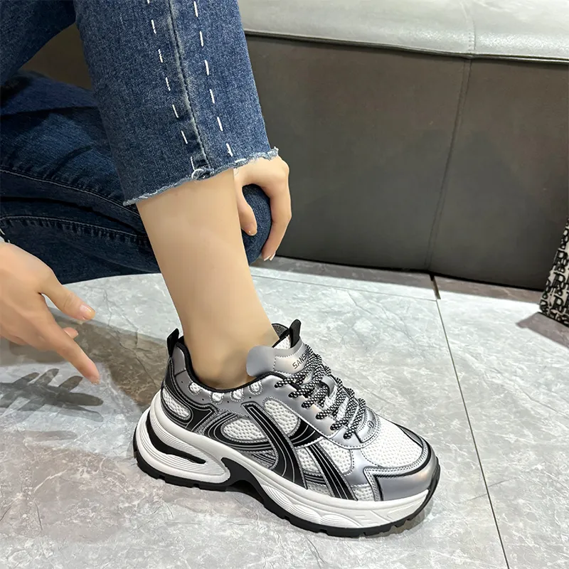 WENPU Cushioned Wear-Resistant Lightweight Height Increasing Low-Top Chunky Sneakers Women's-11