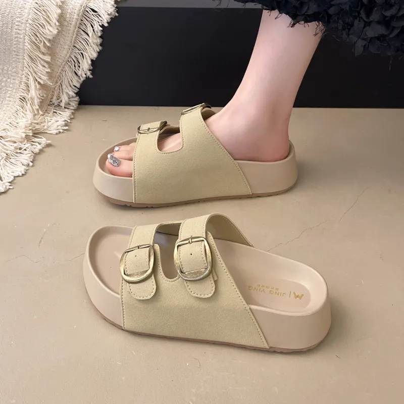 WENPU PVC Polyvinyl Chloride Stitching Slip Resistant Abrasion Resistant Slide Slippers Women's-7