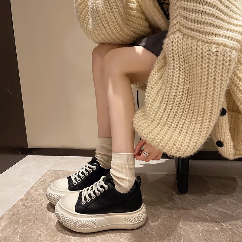WENPU Slip-Resistant Lightweight Height Increasing Low-Top Casual Shoes Women's-4