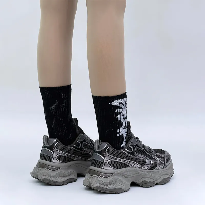 WENPU Cushioned Wear-Resistant Height Increasing Low-Top Chunky Sneakers 5cm Unisex-13