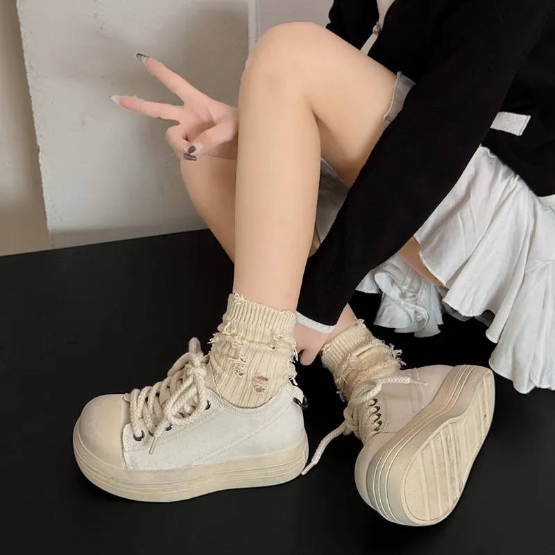 WENPU Wear Resistant Lightweight Height Increasing Low Top Canvas Shoes Women's-3