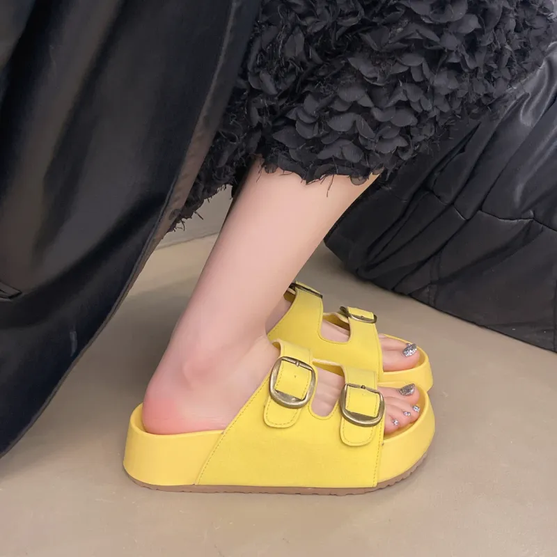 WENPU PVC Polyvinyl Chloride Stitching Slip Resistant Abrasion Resistant Slide Slippers Women's-2
