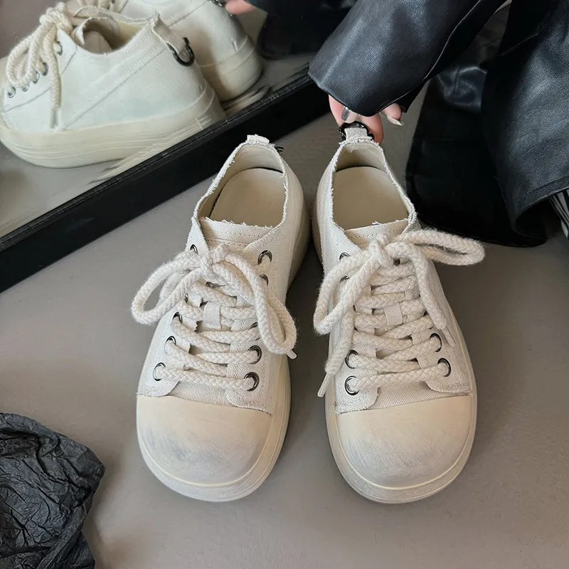 WENPU Wear Resistant Lightweight Height Increasing Low Top Canvas Shoes Women's-6