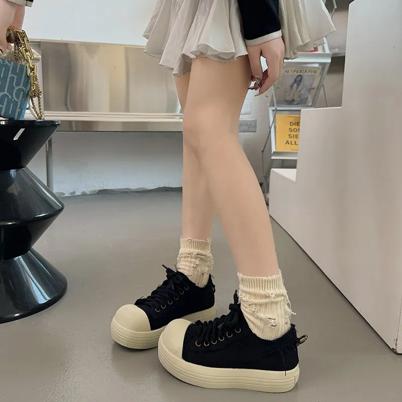 WENPU Wear Resistant Lightweight Height Increasing Low Top Canvas Shoes Women's-9