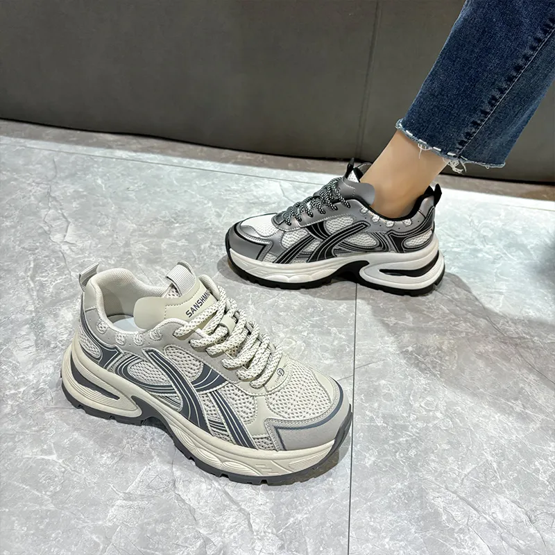 WENPU Cushioned Wear-Resistant Lightweight Height Increasing Low-Top Chunky Sneakers Women's-4