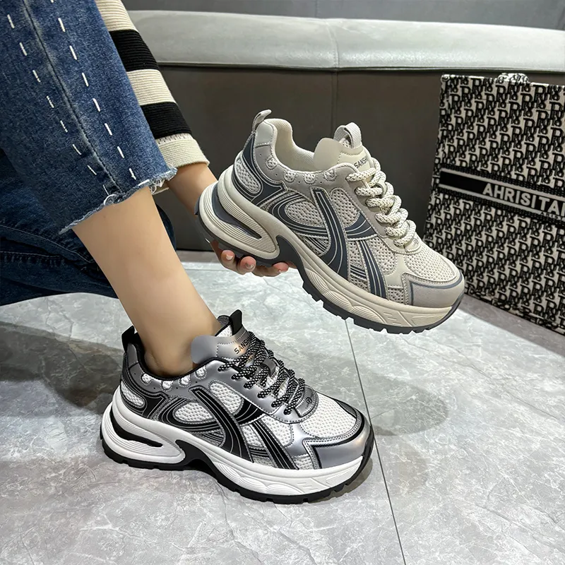 WENPU Cushioned Wear-Resistant Lightweight Height Increasing Low-Top Chunky Sneakers Women's-12