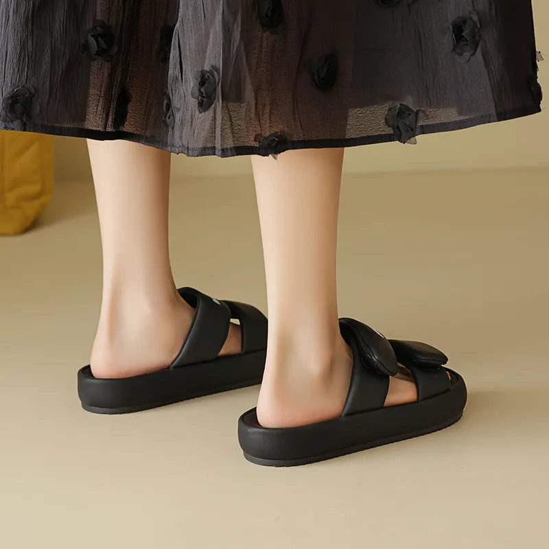 AGSDON Slide Slippers Women's Beige/Pink/Black-10