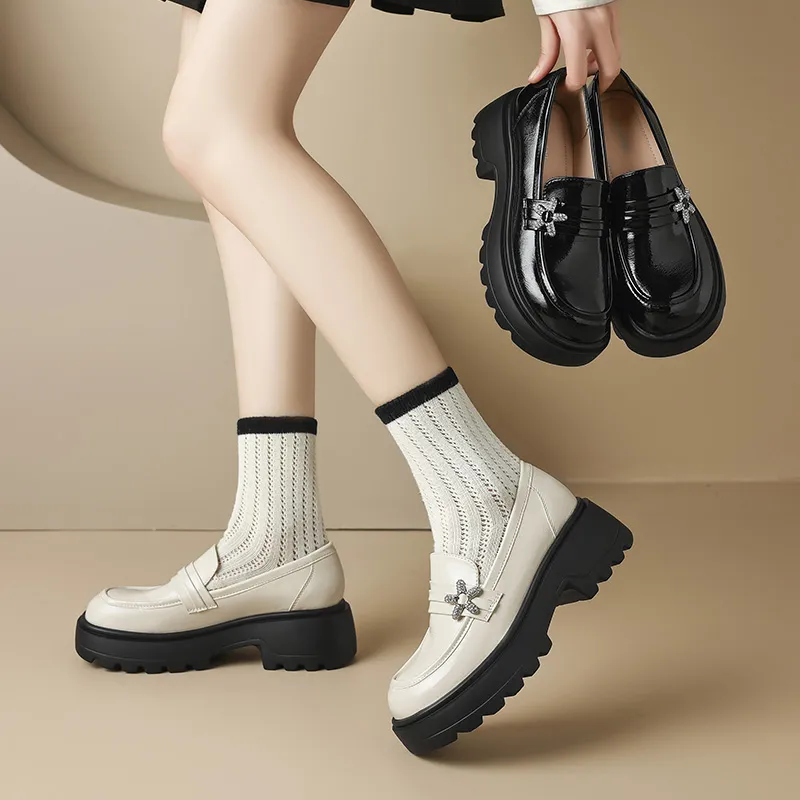 AGSDON Loafers Women's Black/Beige-9