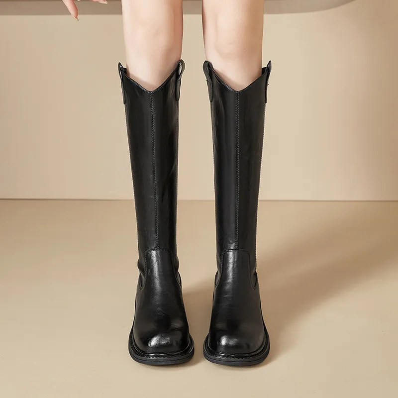 AGSDON Knee-high Boots 4cm Women's-5