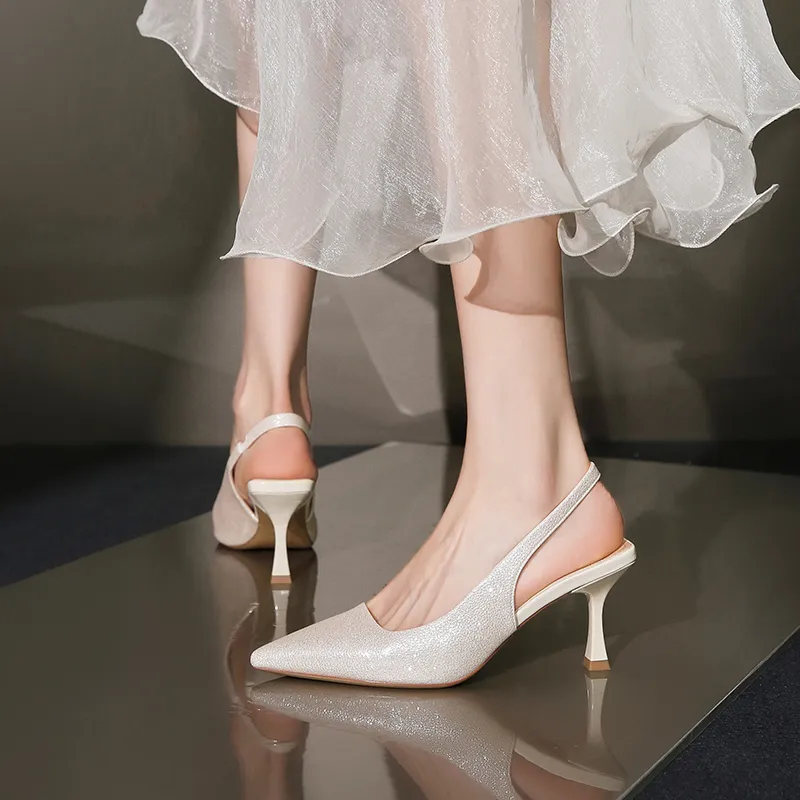 AGSDON Slim Heel High Heels 8cm Women's Pearlescent Color-3