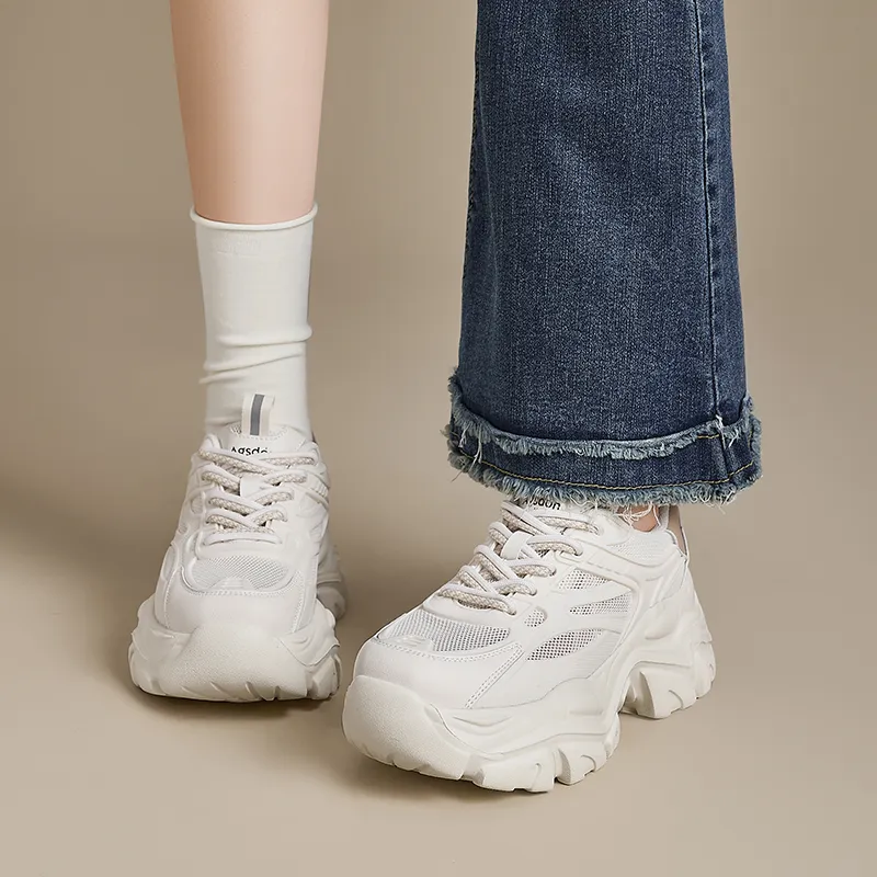 AGSDON Slip Resistant Low Top Chunky Sneakers Women's-4