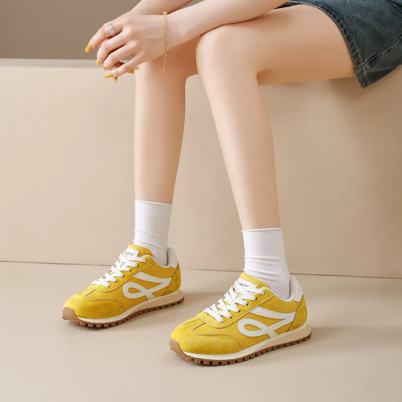 AGSDON Casual Shoes Women's Low Top Beige Brown/Pink/Yellow/Purple-16