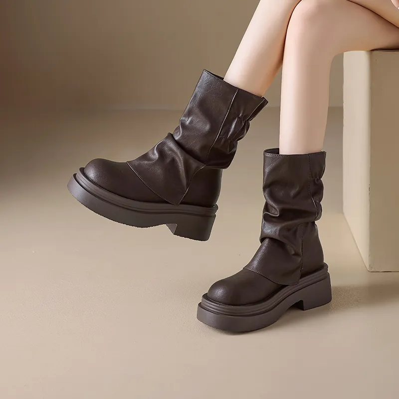 AGSDON Ankle Boots Women's Brown-3