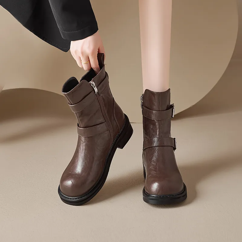 AGSDON Ankle Boots Women's Brown/Black-2