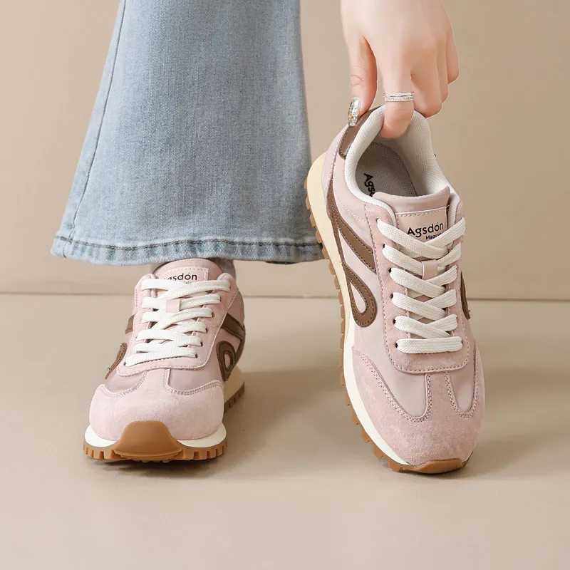 AGSDON Casual Shoes Women's Low Top Beige Brown/Pink/Yellow/Purple-11