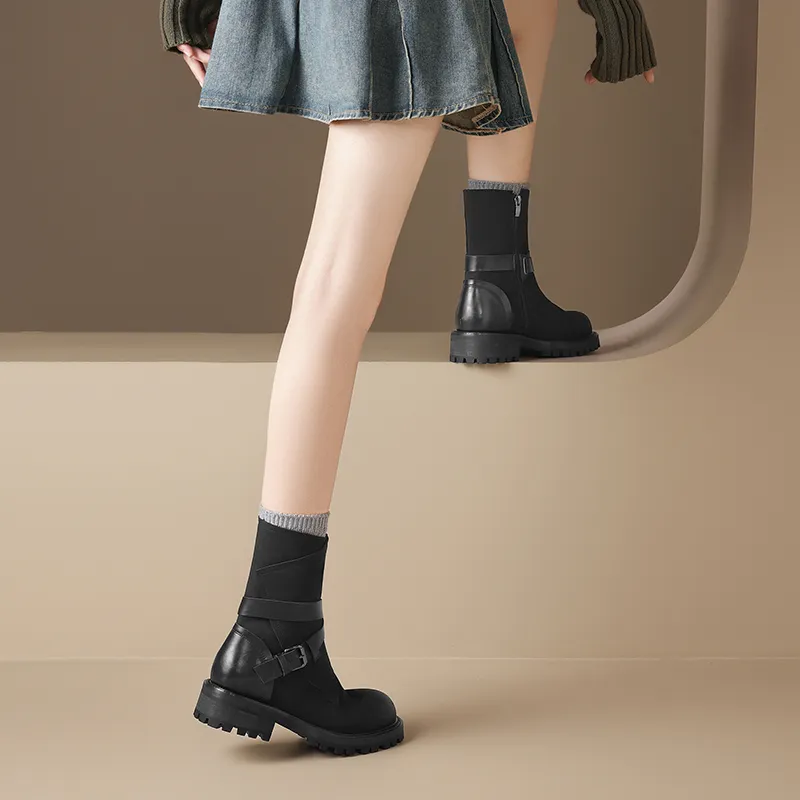 AGSDON Ankle Boots Women's Black/Brown-3