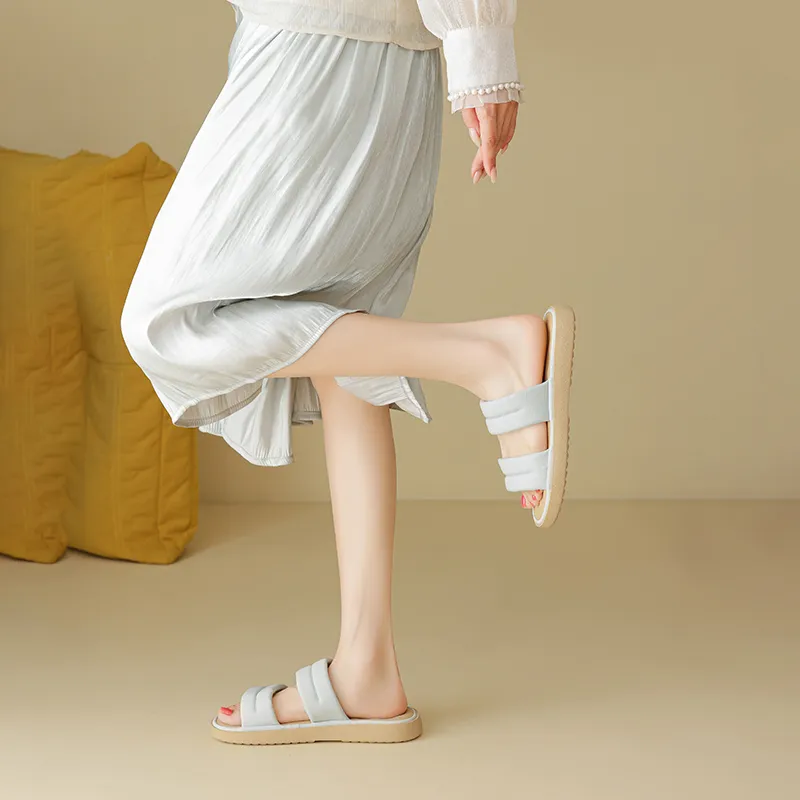 AGSDON Slide Slippers Women's Beige/Yellow/Blue-16