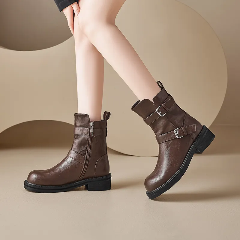AGSDON Ankle Boots Women's Brown/Black-4