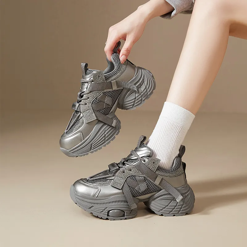 AGSDON Height Increasing Low-Top Chunky Sneakers Women's-2