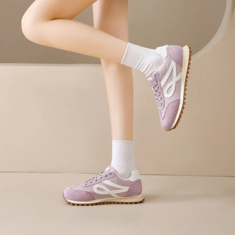 AGSDON Casual Shoes Women's Low Top Beige Brown/Pink/Yellow/Purple-23