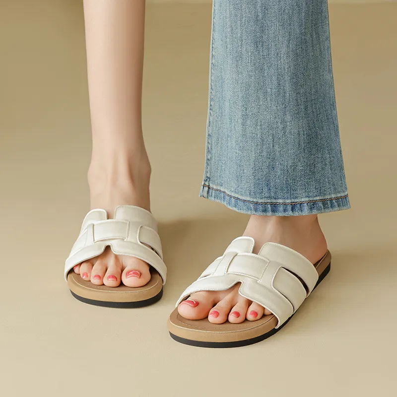 AGSDON Slide Slippers Women's Beige/Pink/Yellow-2