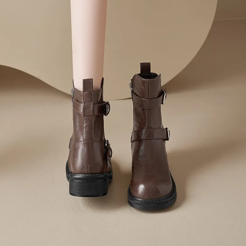 AGSDON Ankle Boots Women's Brown/Black-5