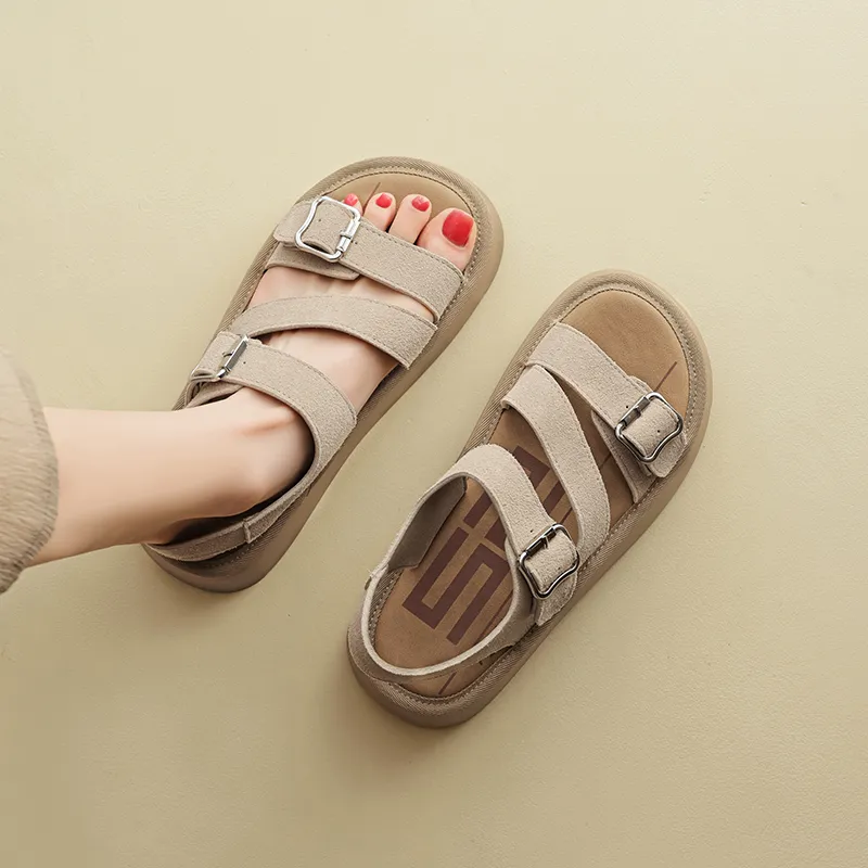 AGSDON Beach Sandals Women's Khaki-4
