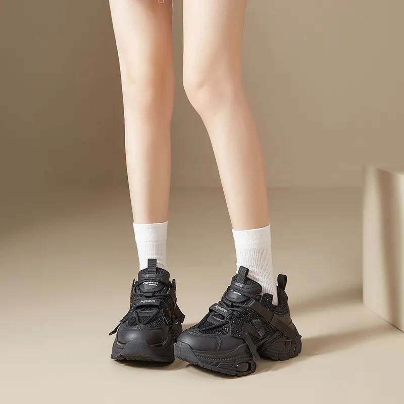AGSDON Height Increasing Low-Top Chunky Sneakers Women's-11
