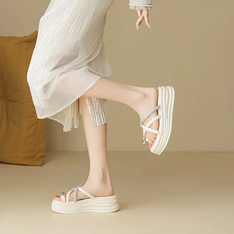 AGSDON Slide Slippers Women's Beige-2