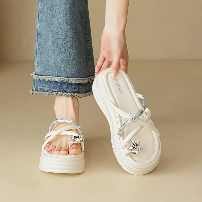 AGSDON Slide Slippers Women's Beige-4