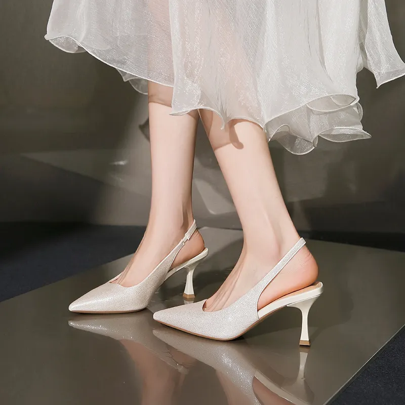 AGSDON Slim Heel High Heels 8cm Women's Pearlescent Color-4