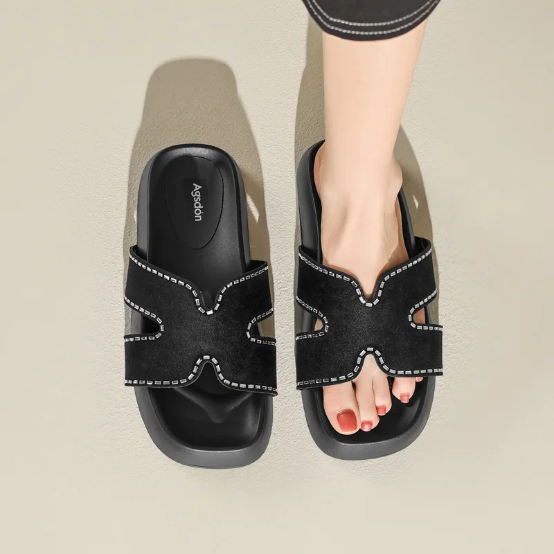 AGSDON Quiet Slip Resistant Slide Slippers Women's-19