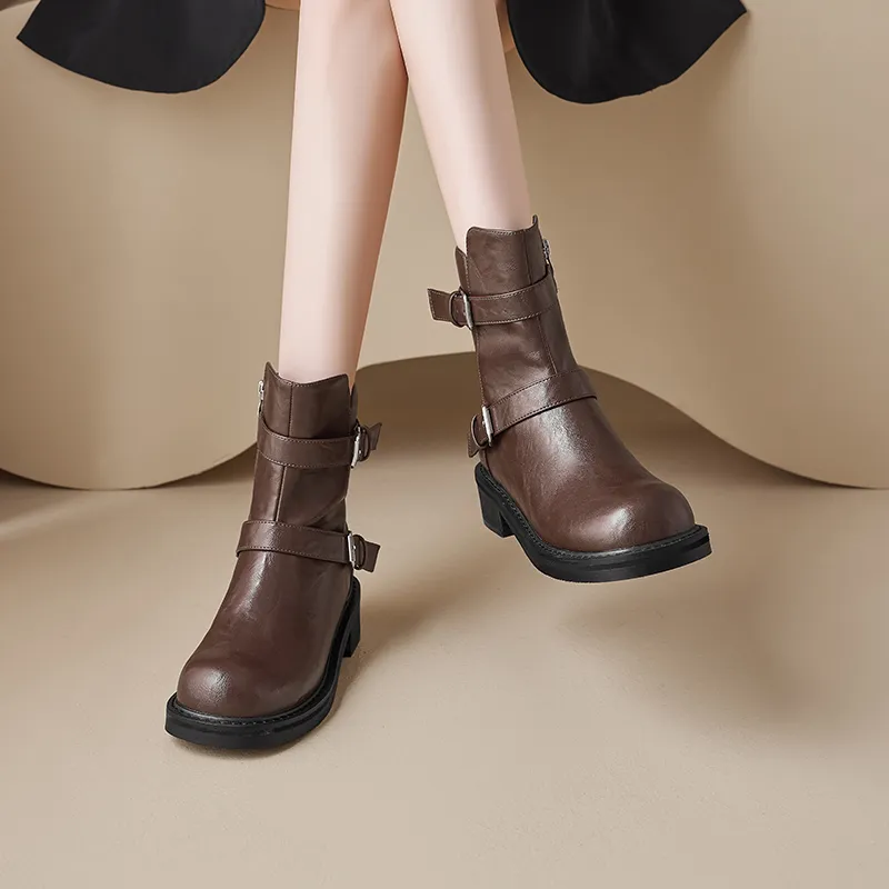 AGSDON Ankle Boots Women's Brown/Black-3