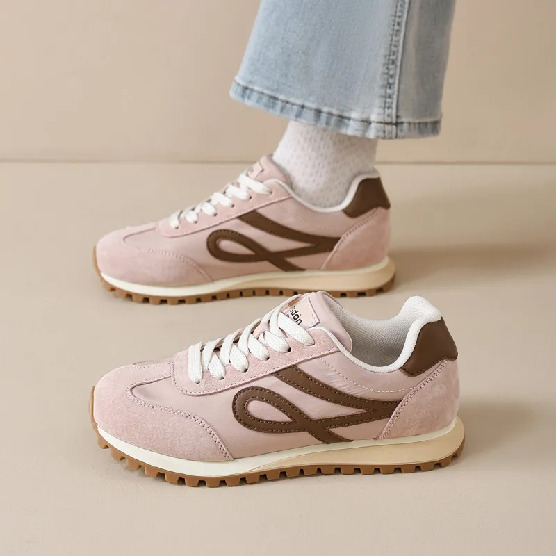 AGSDON Casual Shoes Women's Low Top Beige Brown/Pink/Yellow/Purple-12